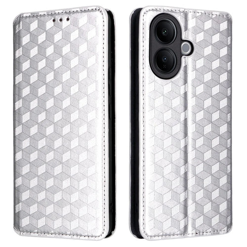 For vivo V60 Lite 4G  /  5G Case Wallet Rhombus Imprinted Leather Phone Cover - Silver - 1