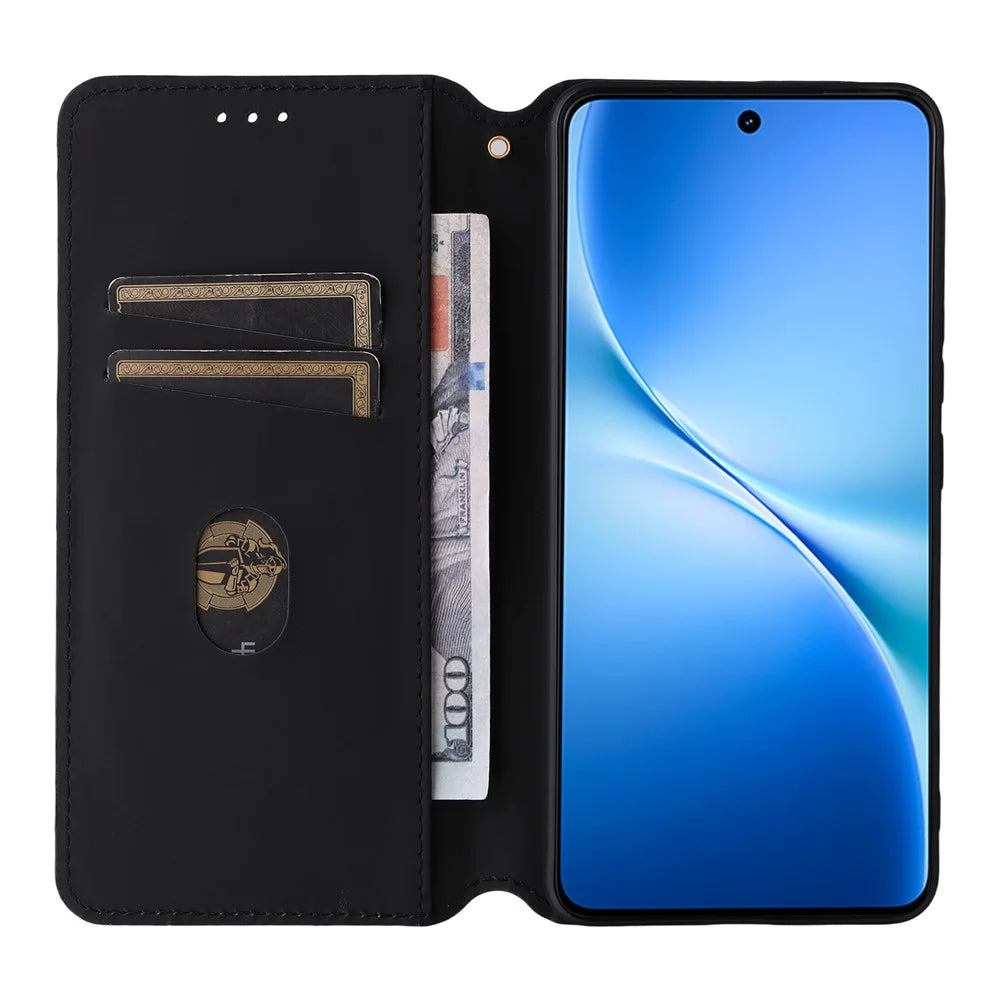 For vivo V60 Lite 4G  /  5G Case Wallet Rhombus Imprinted Leather Phone Cover - Silver - 2