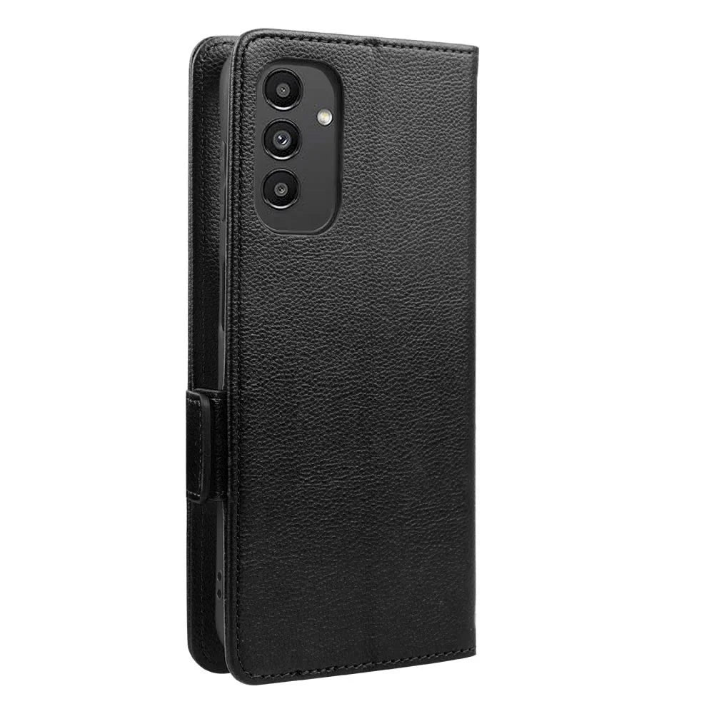 For Samsung Galaxy A14 5G / 4G Litchi Texture Phone Cover Shockproof PU Leather Magnetic Clasp Phone Case with Stand Wallet - Black - 4