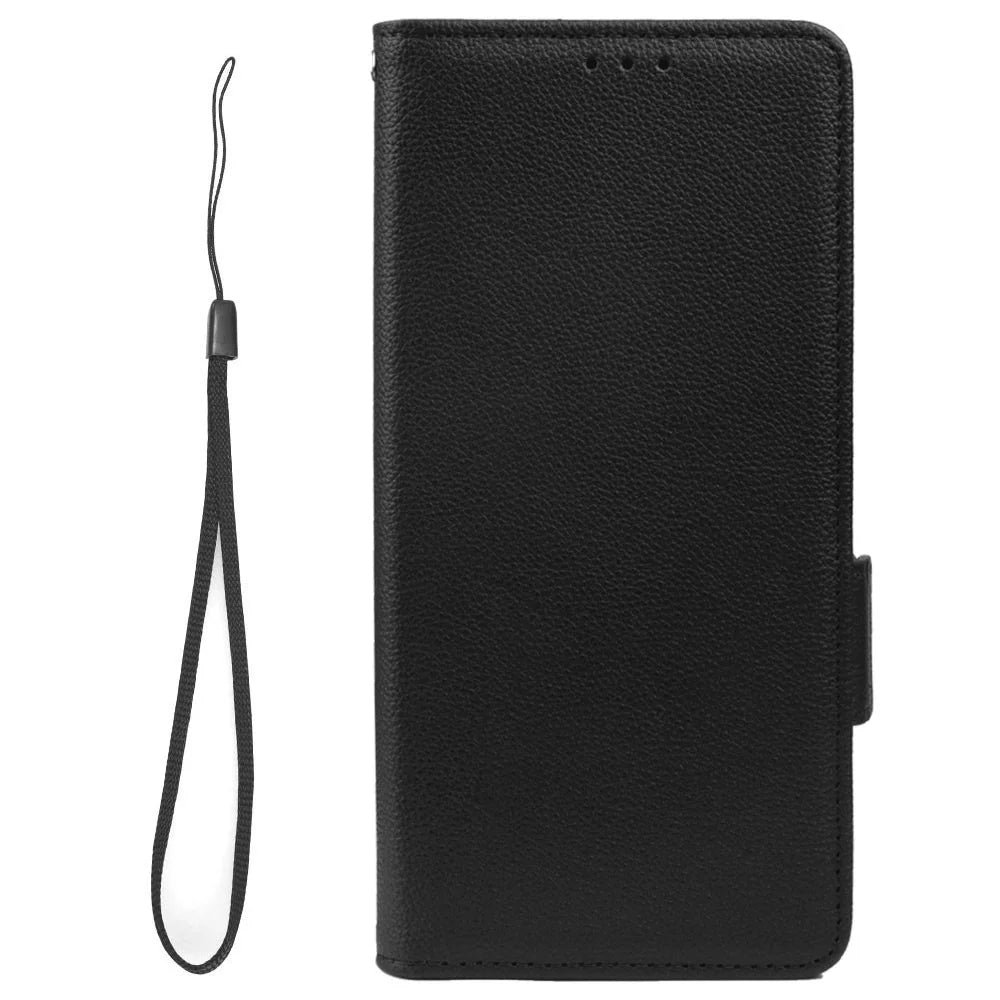 For Samsung Galaxy A14 5G / 4G Litchi Texture Phone Cover Shockproof PU Leather Magnetic Clasp Phone Case with Stand Wallet - Black - 6