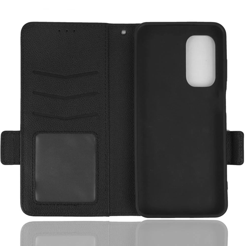 For Samsung Galaxy A14 5G / 4G Litchi Texture Phone Cover Shockproof PU Leather Magnetic Clasp Phone Case with Stand Wallet - Black - 7