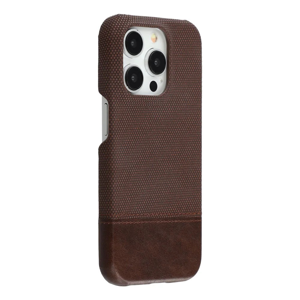 For iPhone 12 Pro Max Case PU Leather + PC Splicing Anti-Slip Phone Cover - Dark Brown - 1