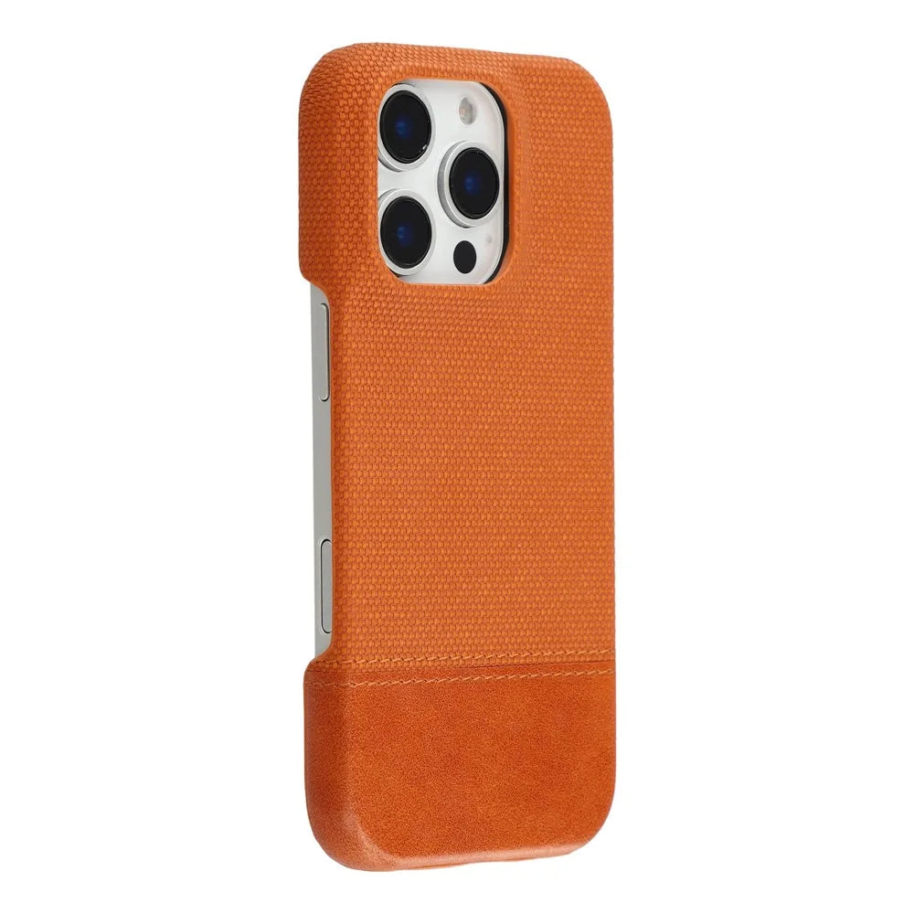 For iPhone 16 Pro Case PU Leather + PC Splicing Anti-Slip Phone Cover - Brown - 1