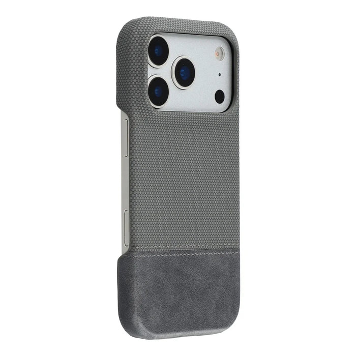 For iPhone 18 Pro / 17 Pro Case PU Leather + PC Splicing Anti-Slip Phone Cover - Grey - 1