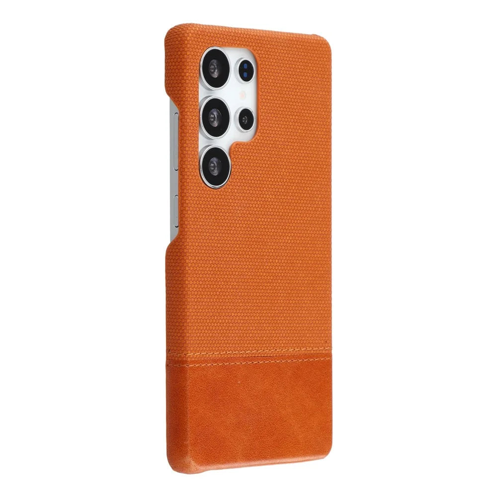 For Samsung Galaxy S23 Ultra Case PU Leather + PC Splicing Anti-Slip Phone Cover - Brown - 1