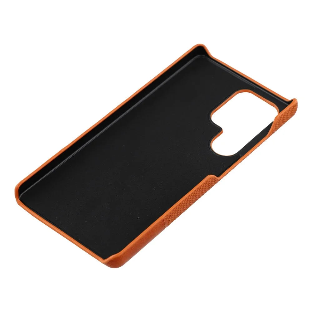For Samsung Galaxy S23 Ultra Case PU Leather + PC Splicing Anti-Slip Phone Cover - Brown - 6