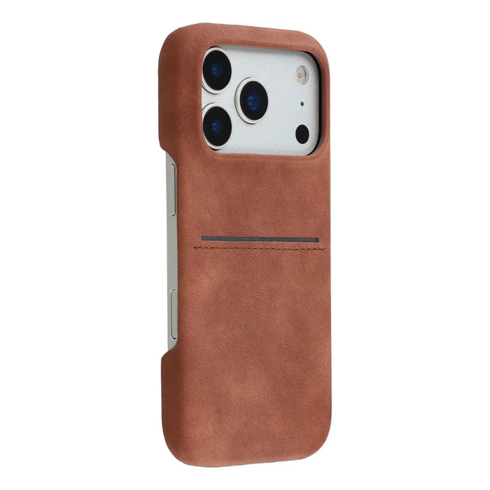 For iPhone 18 Pro / 17 Pro Case Skin-Touch Leather + PC Phone Cover with Card Slot - Brown - 3