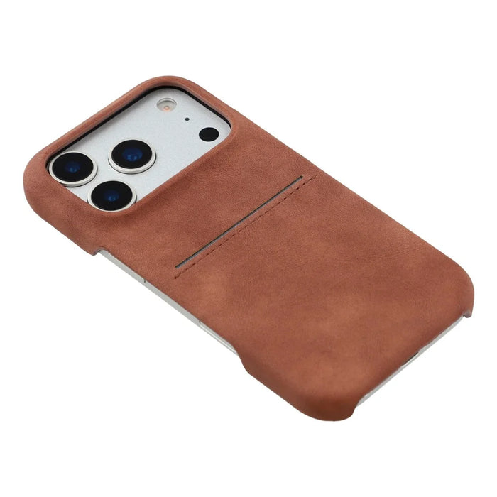 For iPhone 18 Pro / 17 Pro Case Skin-Touch Leather + PC Phone Cover with Card Slot - Brown - 4