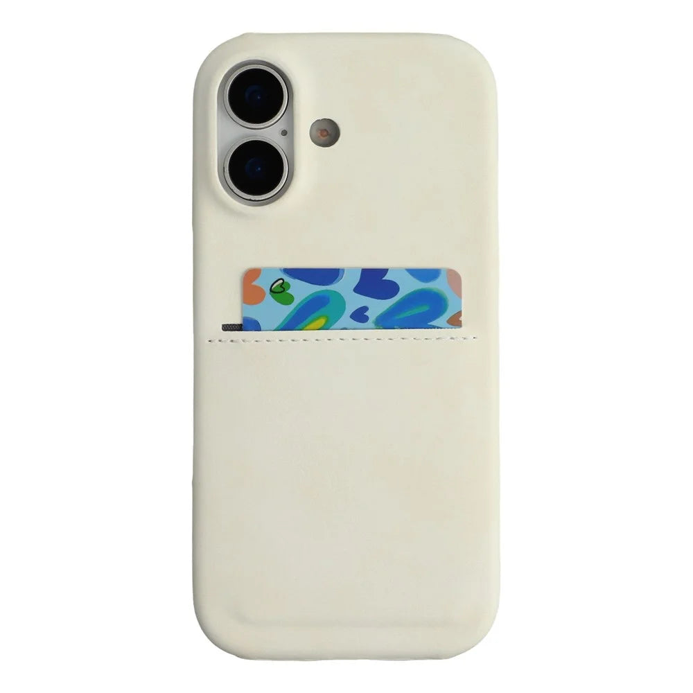 For iPhone 17 Case Skin-Touch Leather + PC Phone Cover with Card Slot - White - 1
