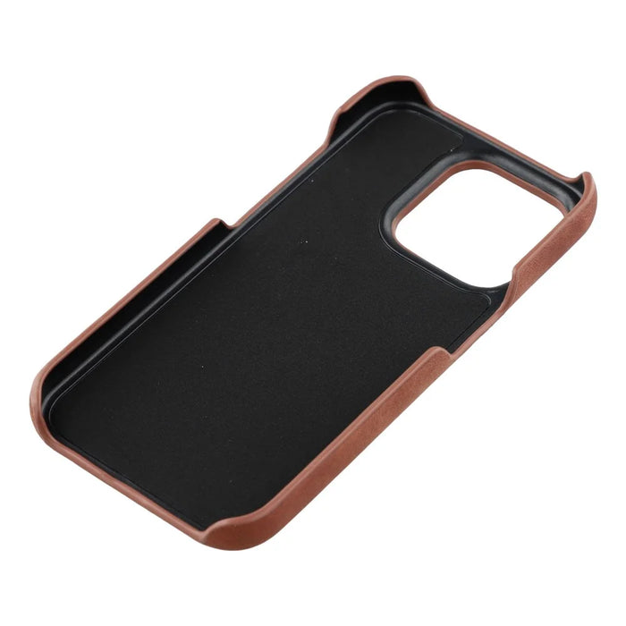 For iPhone 13 Pro Case Skin-Touch Leather + PC Phone Cover with Card Slot - Brown - 6