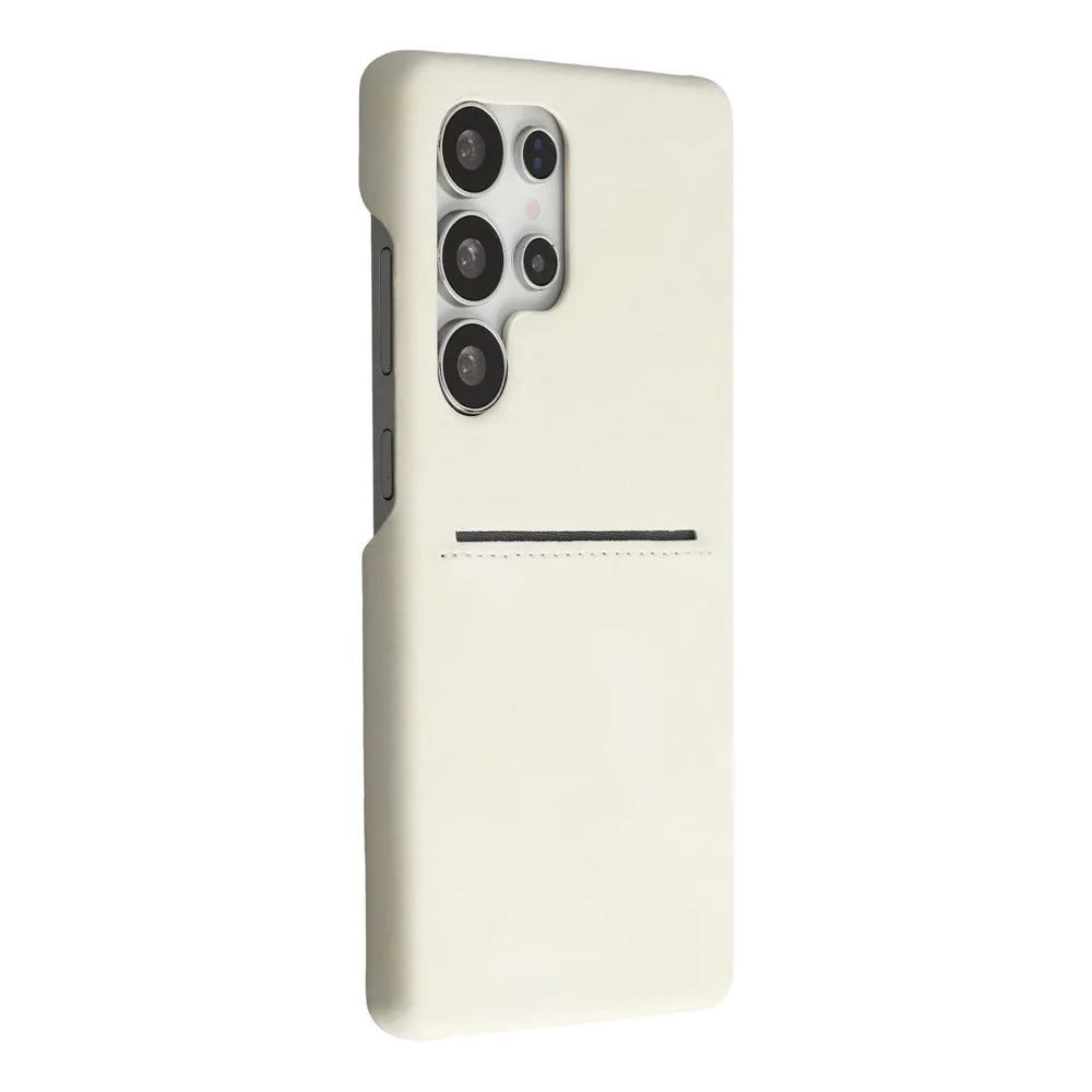 For Samsung Galaxy S24 Ultra Case Skin-Touch Leather + PC Phone Cover with Card Slot - White - 3