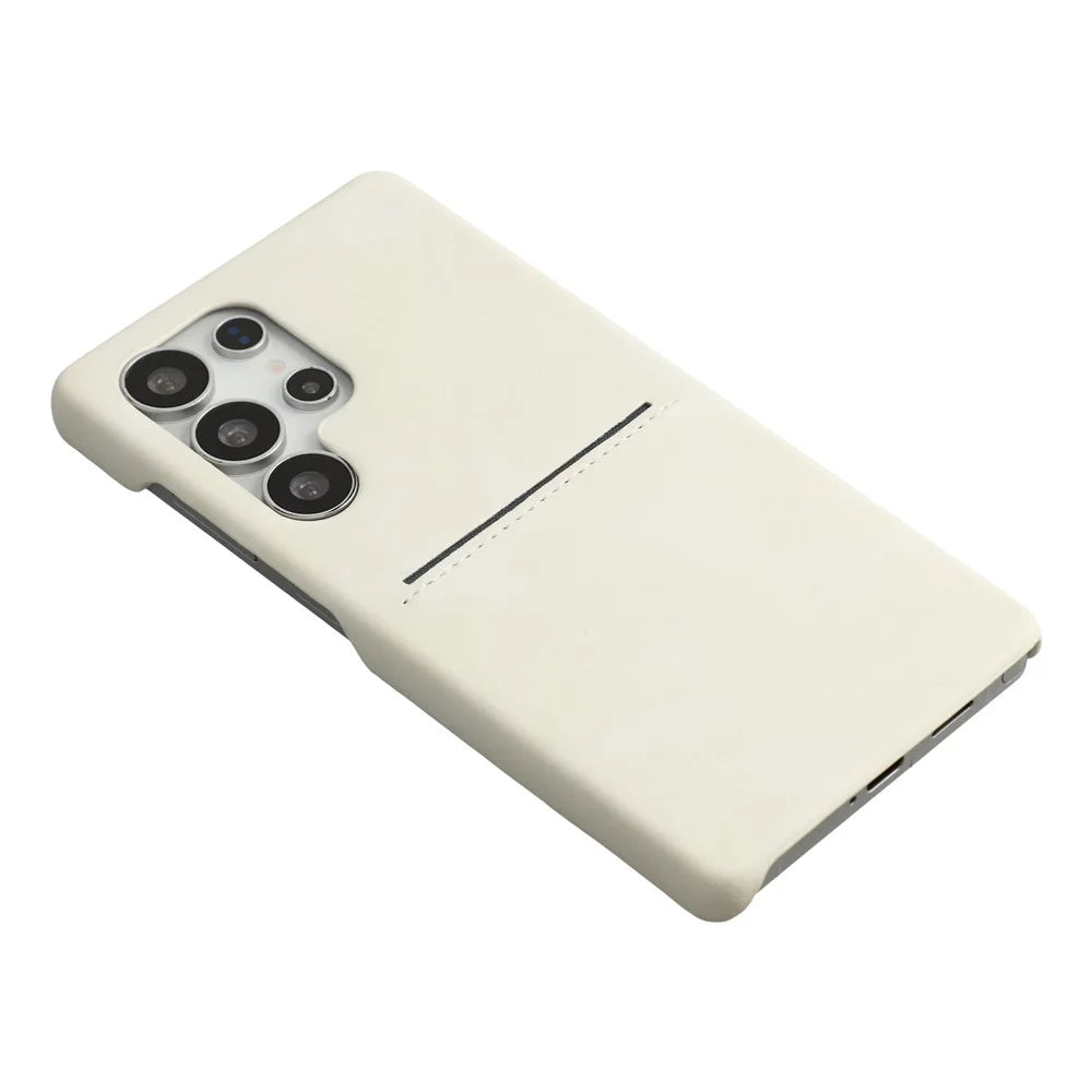 For Samsung Galaxy S24 Ultra Case Skin-Touch Leather + PC Phone Cover with Card Slot - White - 4