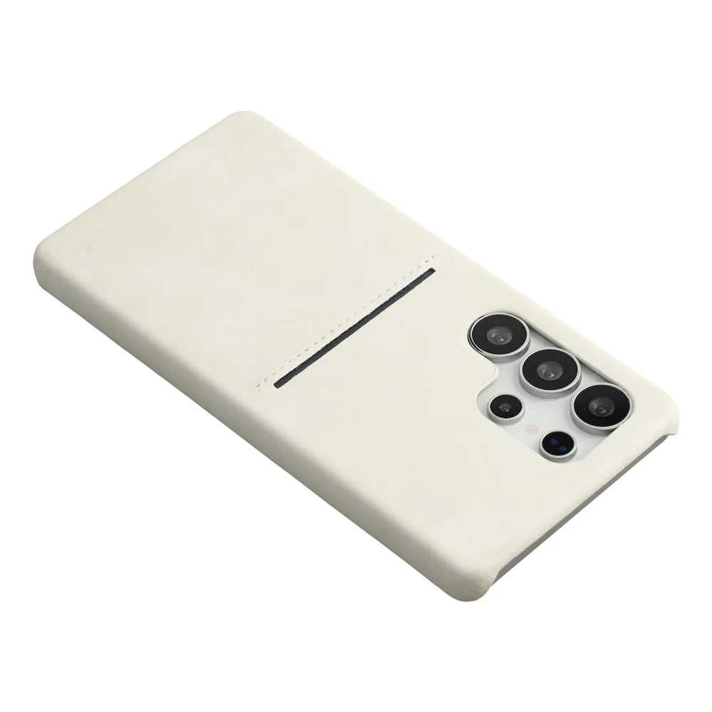 For Samsung Galaxy S24 Ultra Case Skin-Touch Leather + PC Phone Cover with Card Slot - White - 5