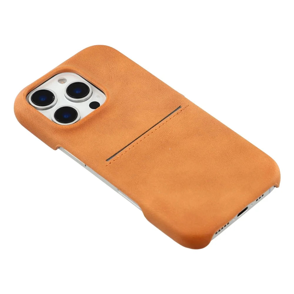 For iPhone 16 Pro Max Case Skin-Touch Leather + PC Phone Cover with Card Slot - Yellow - 4
