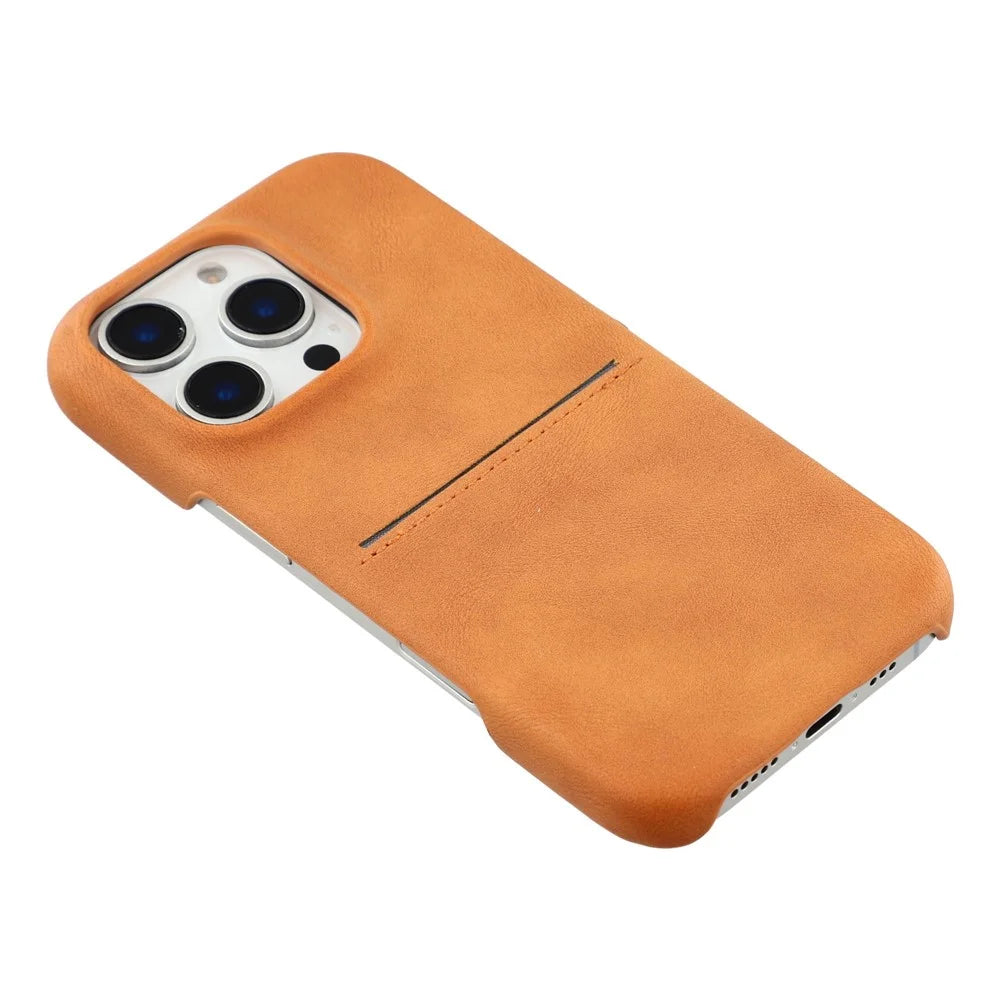 For iPhone 16 Pro Case Skin-Touch Leather + PC Phone Cover with Card Slot - Yellow - 5