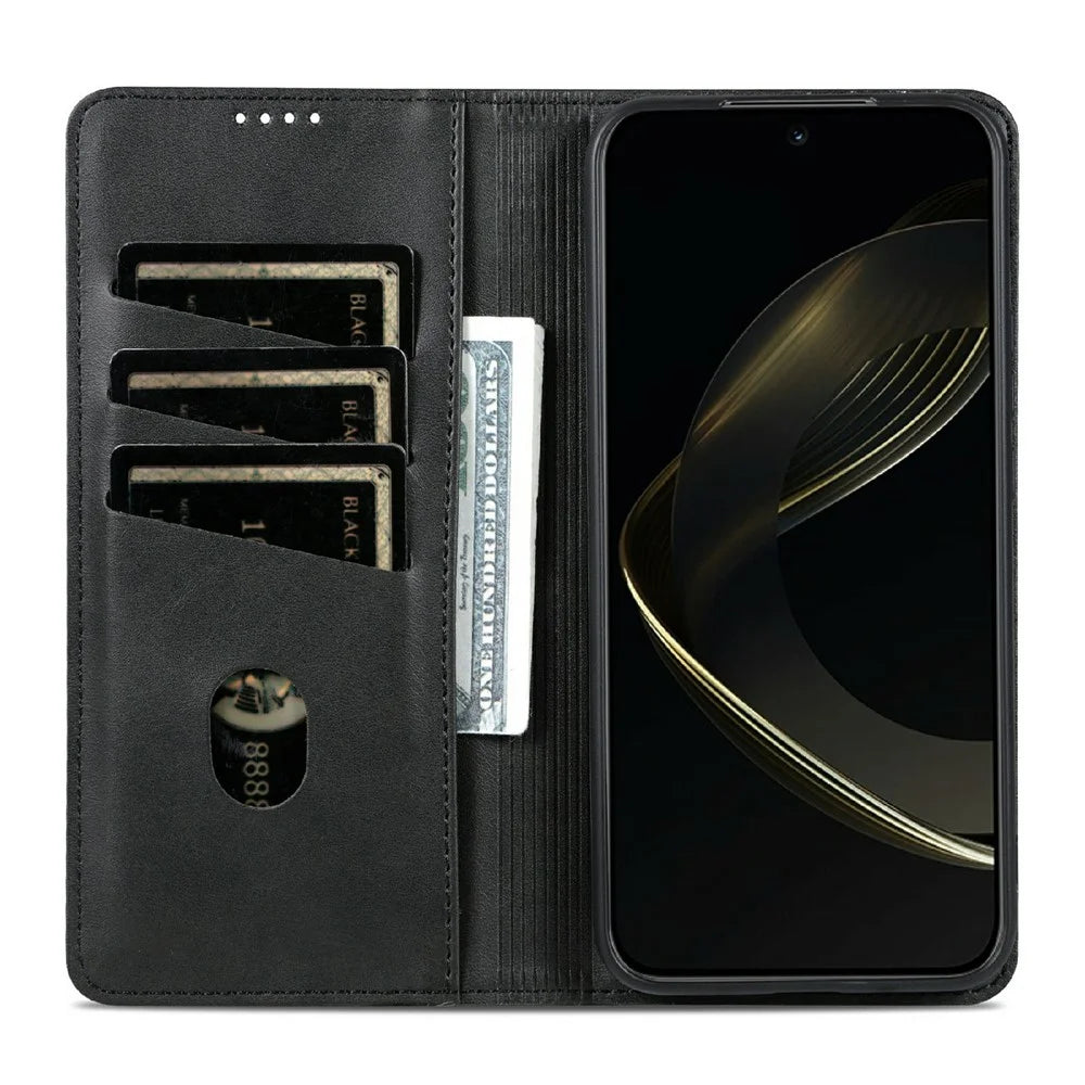 AZNS For vivo Y400 Pro 5G Case Cowhide Texture PU Leather Wallet Phone Cover - Black - 2