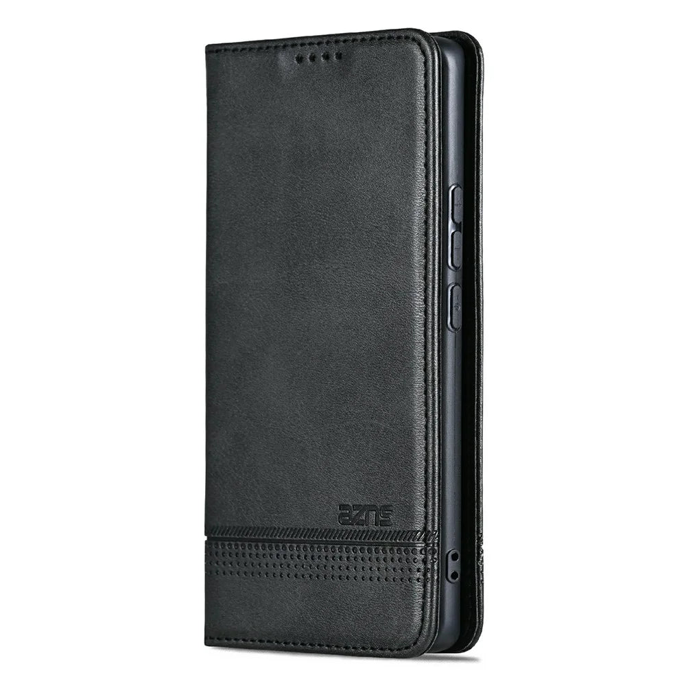AZNS For vivo Y400 Pro 5G Case Cowhide Texture PU Leather Wallet Phone Cover - Black - 6