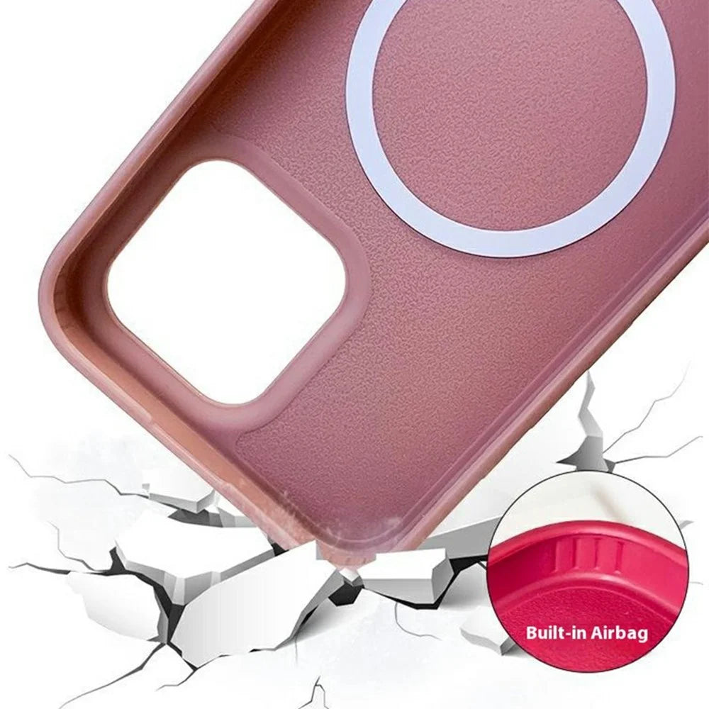 For iPhone 16 Pro Magnetic Case Compatible with MagSafe Soft TPU Phone Cover with Lanyard - Dark Red - 6