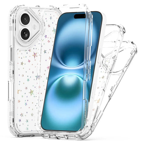 For iPhone 17 Case Clear Acrylic TPU Hybrid Phone Cover with Laser-printed Film - Stars - 1
