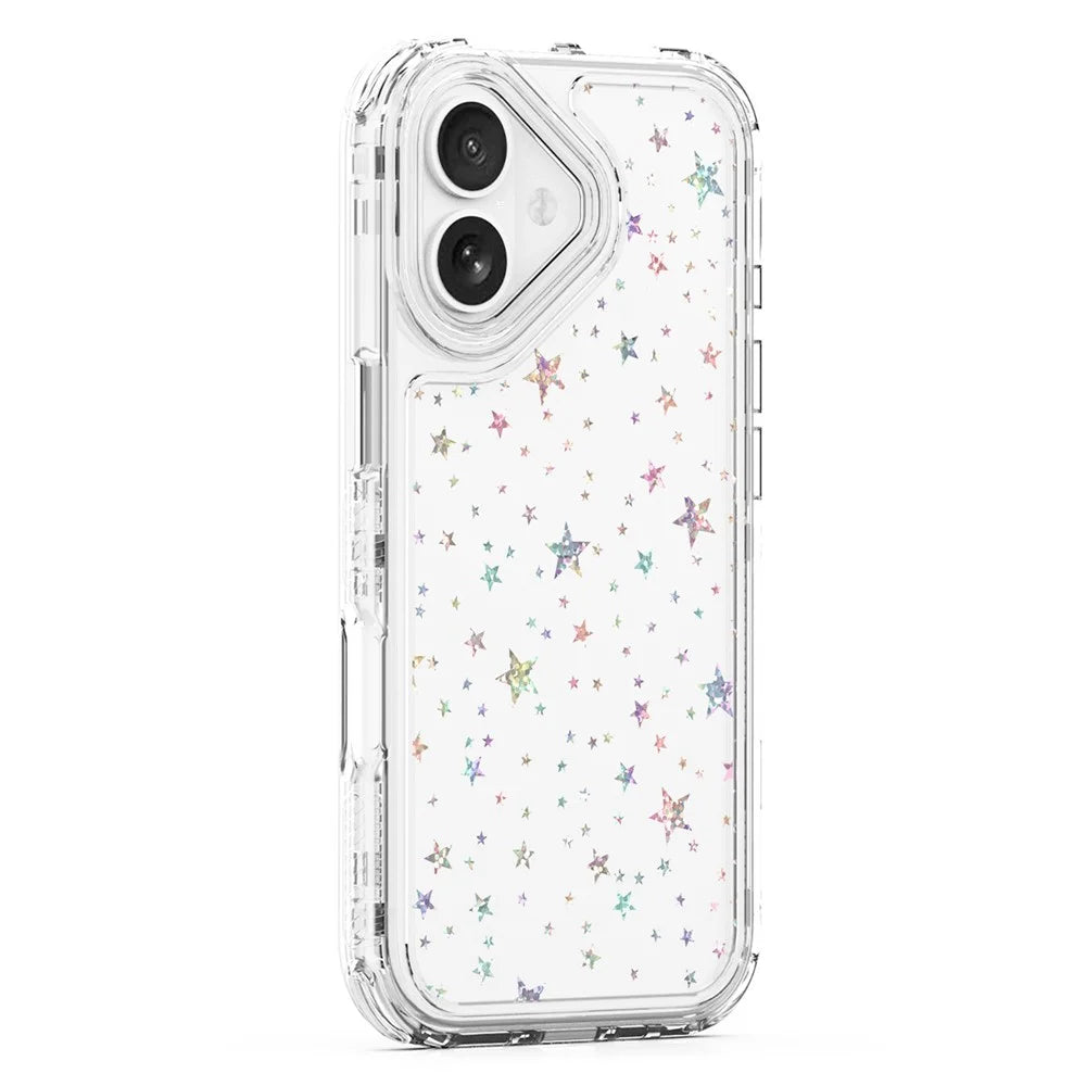 For iPhone 17 Case Clear Acrylic TPU Hybrid Phone Cover with Laser-printed Film - Stars - 2