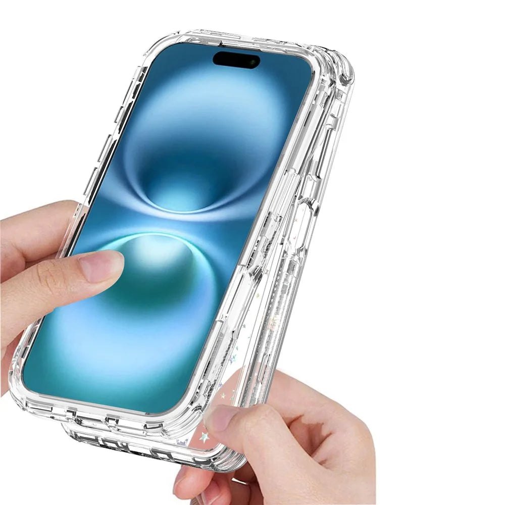 For iPhone 17 Case Clear Acrylic TPU Hybrid Phone Cover with Laser-printed Film - Stars - 3