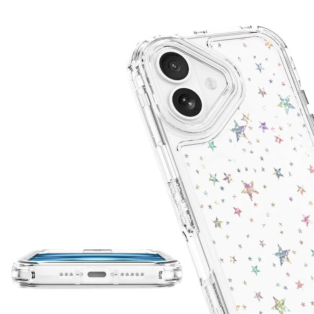 For iPhone 17 Case Clear Acrylic TPU Hybrid Phone Cover with Laser-printed Film - Stars - 5