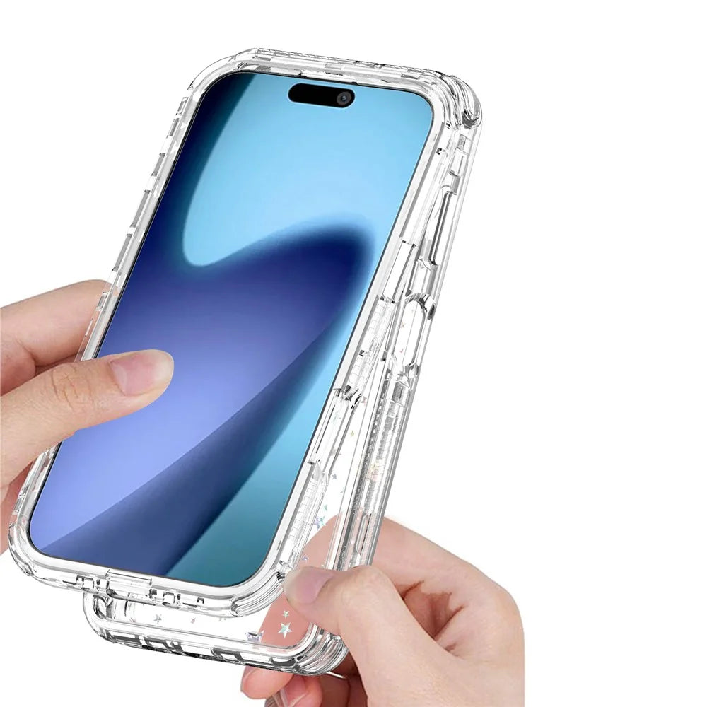 For iPhone Air Case Clear Acrylic TPU Hybrid Phone Cover with Laser-printed Film - Stars - 3
