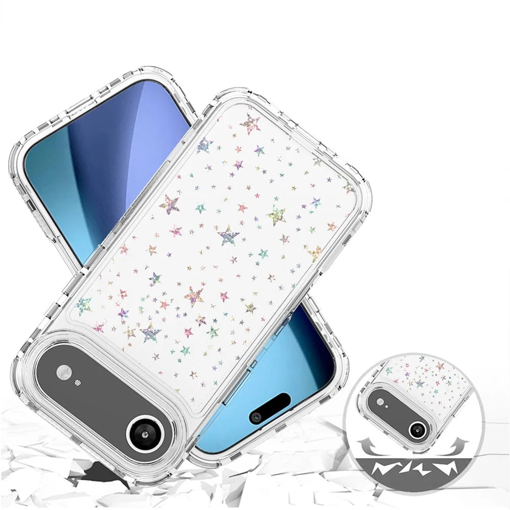 For iPhone Air Case Clear Acrylic TPU Hybrid Phone Cover with Laser-printed Film - Stars - 4