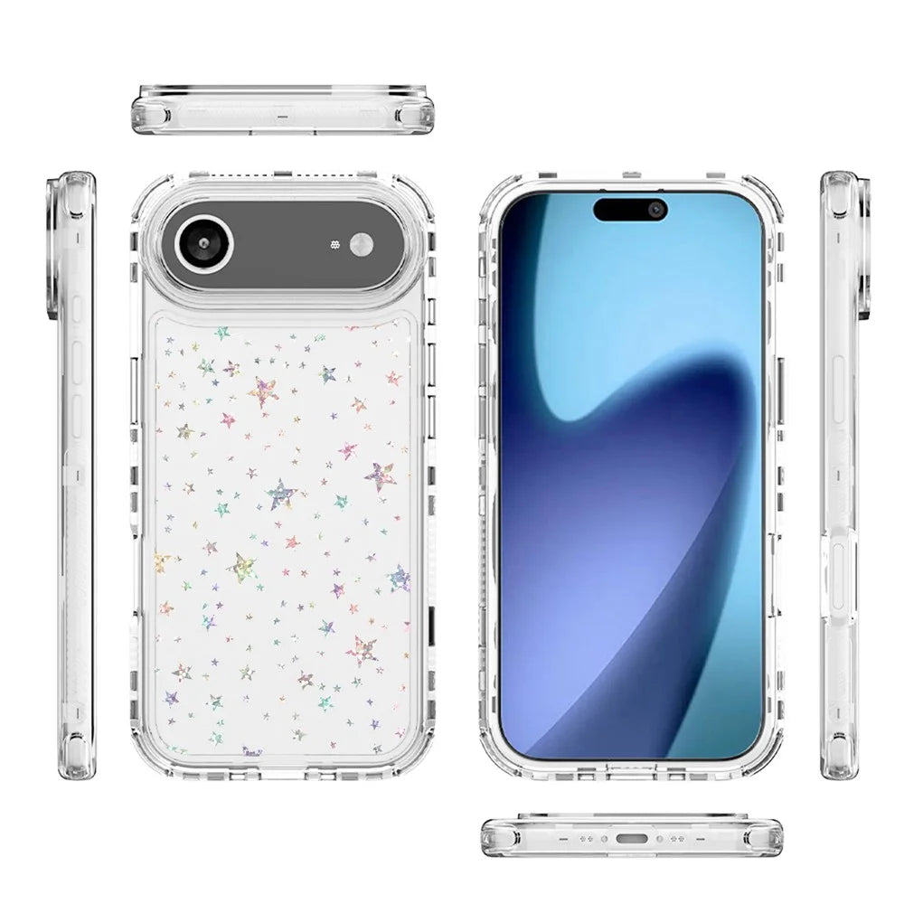 For iPhone Air Case Clear Acrylic TPU Hybrid Phone Cover with Laser-printed Film - Stars - 7
