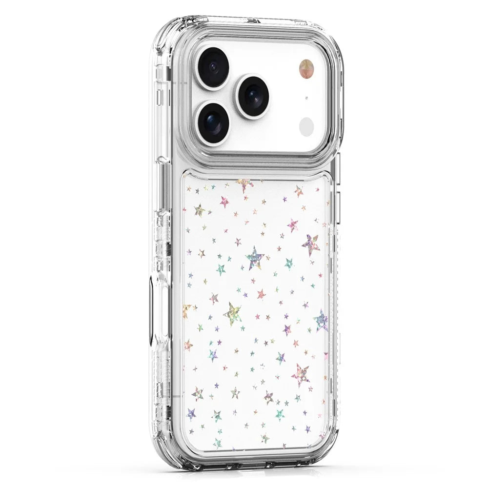 For iPhone 18 Pro / 17 Pro Case Clear Acrylic TPU Hybrid Phone Cover with Laser-printed Film - Stars - 2