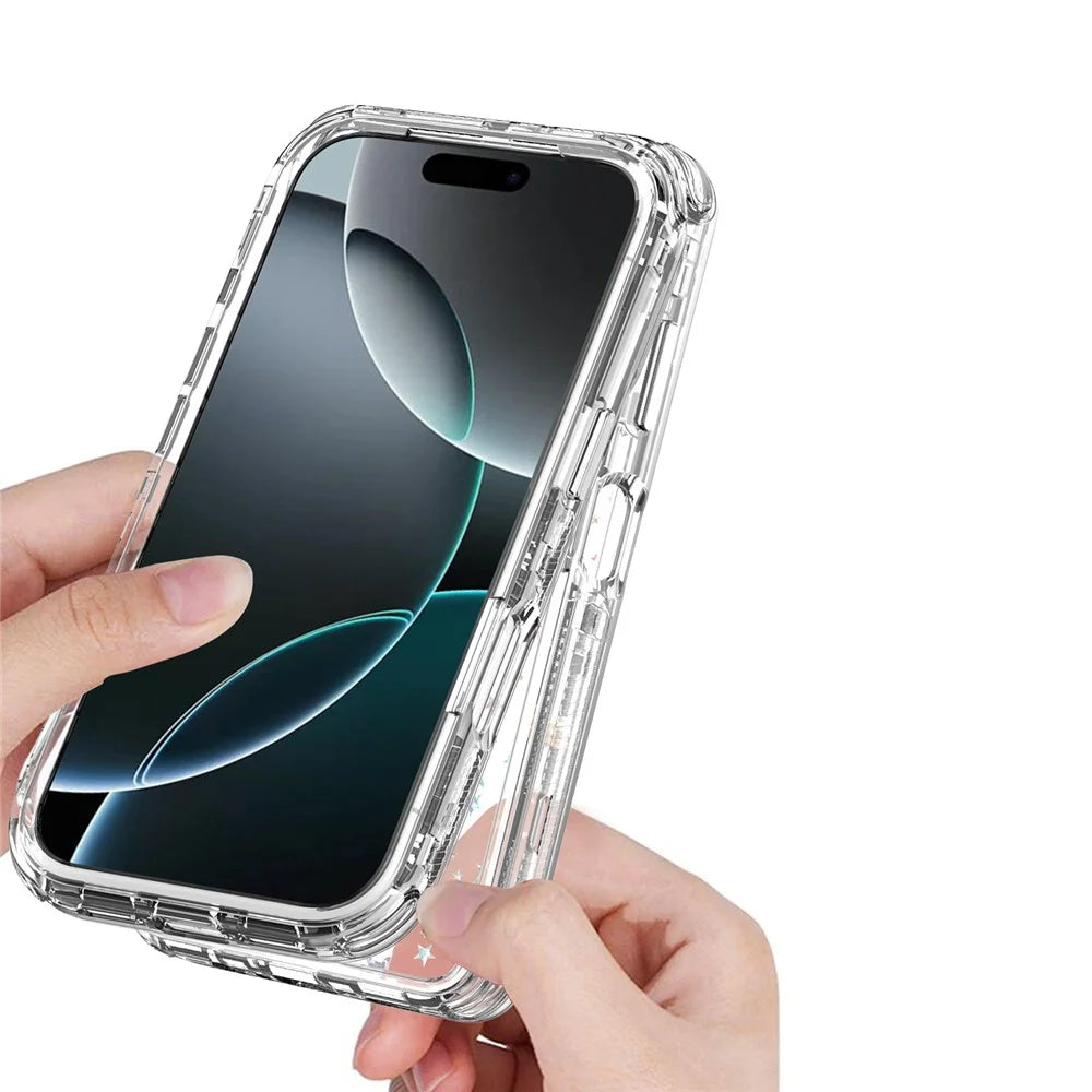 For iPhone 18 Pro Max / 17 Pro Max Case Clear Acrylic TPU Hybrid Phone Cover with Laser-printed Film - Stars - 3