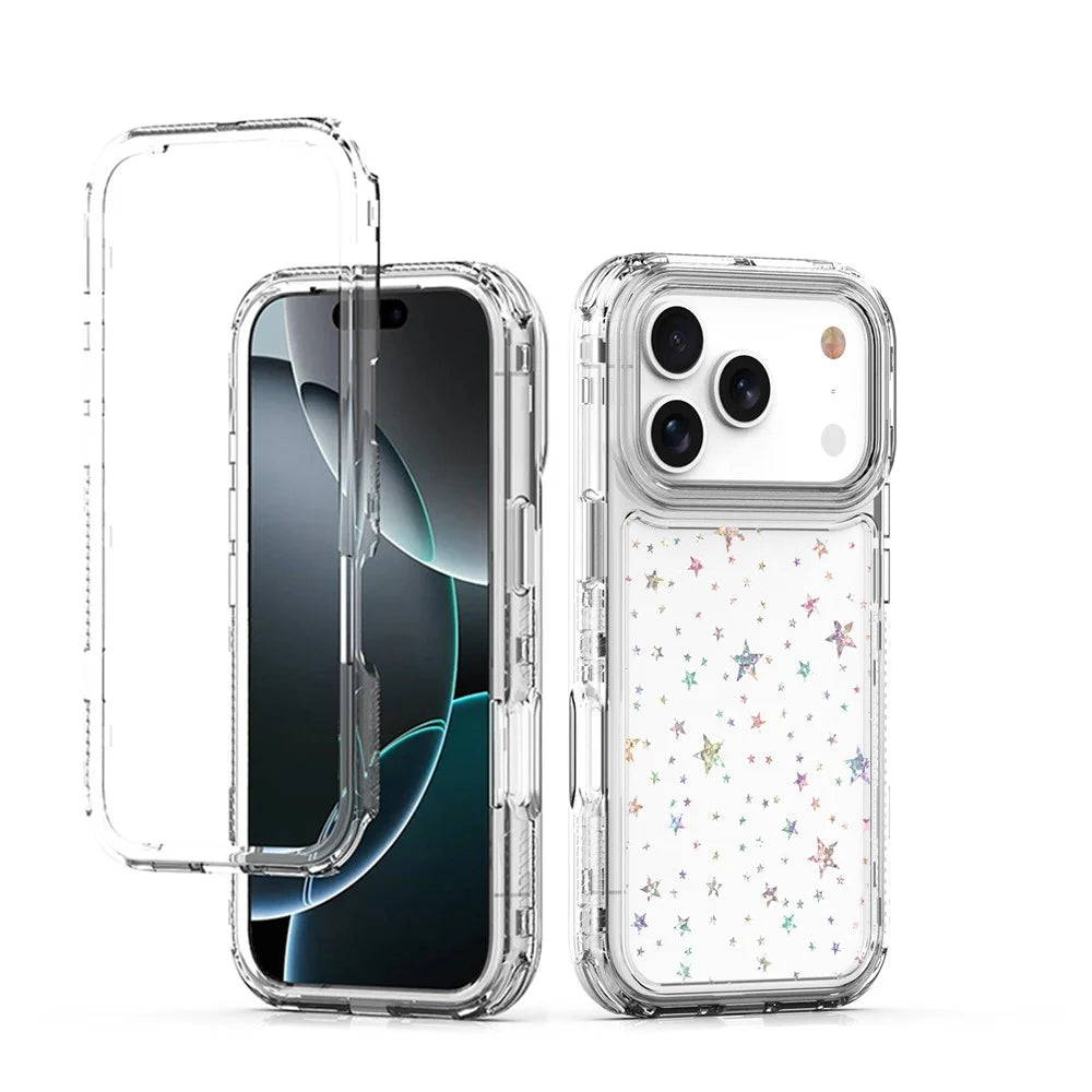 For iPhone 18 Pro Max / 17 Pro Max Case Clear Acrylic TPU Hybrid Phone Cover with Laser-printed Film - Stars - 6