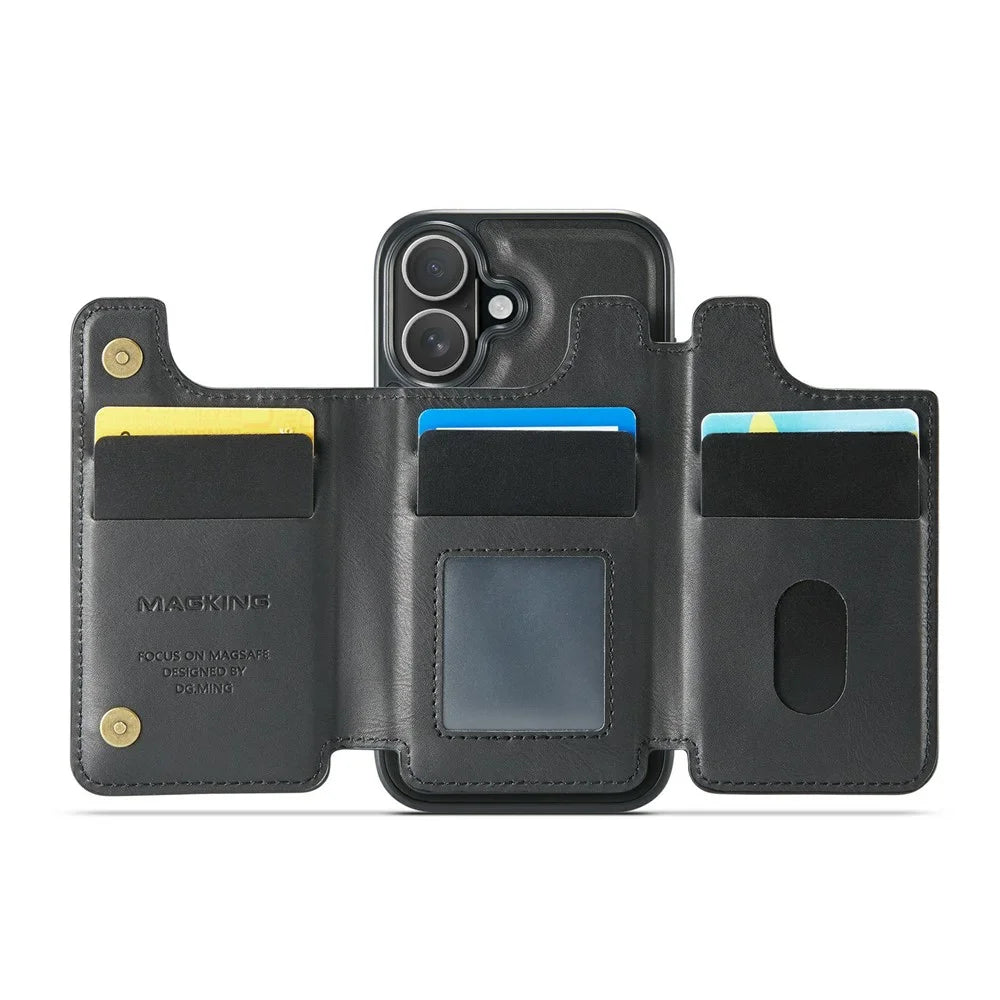 MAGKING K3 Series For iPhone 17 Case Compatible with MagSafe Wallet PC + TPU + PU Phone Cover - Black - 2
