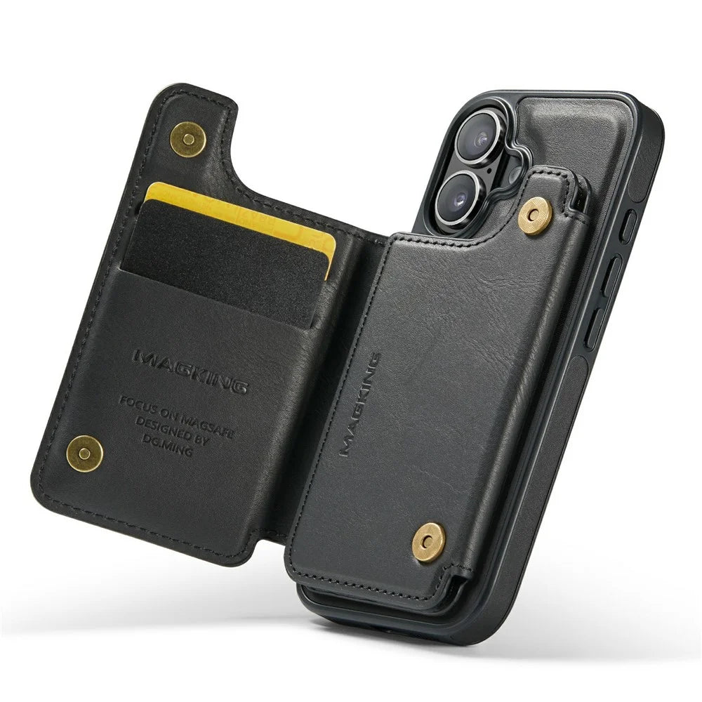 MAGKING K3 Series For iPhone 17 Case Compatible with MagSafe Wallet PC + TPU + PU Phone Cover - Black - 3