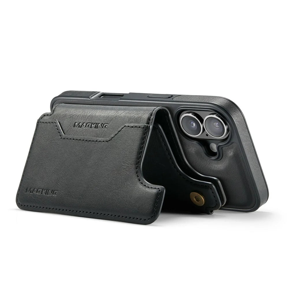 MAGKING K3 Series For iPhone 17 Case Compatible with MagSafe Wallet PC + TPU + PU Phone Cover - Black - 4
