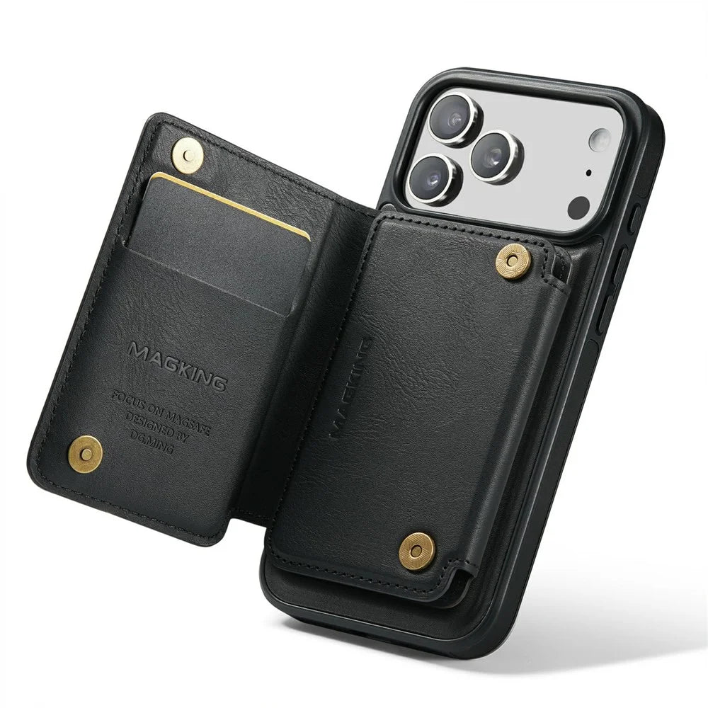 MAGKING K3 Series For iPhone 18 Pro / 17 Pro Case Compatible with MagSafe Wallet PC + TPU + PU Phone Cover - Black - 3