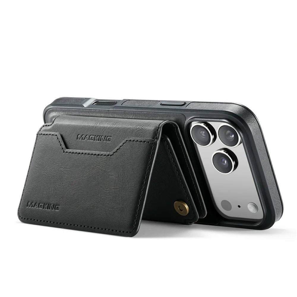 MAGKING K3 Series For iPhone 18 Pro / 17 Pro Case Compatible with MagSafe Wallet PC + TPU + PU Phone Cover - Black - 4