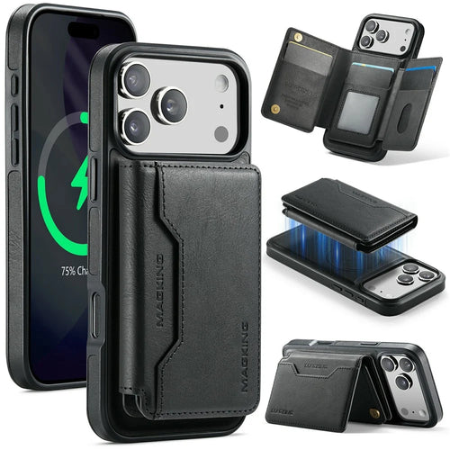 MAGKING K3 Series For iPhone 18 Pro Max / 17 Pro Max Case Compatible with MagSafe Wallet PC + TPU + PU Phone Cover - Black - 1