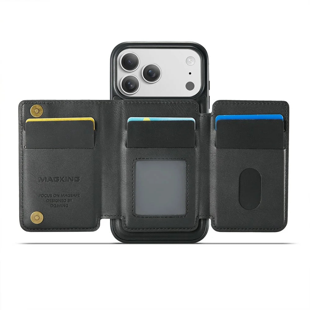 MAGKING K3 Series For iPhone 18 Pro Max / 17 Pro Max Case Compatible with MagSafe Wallet PC + TPU + PU Phone Cover - Black - 2