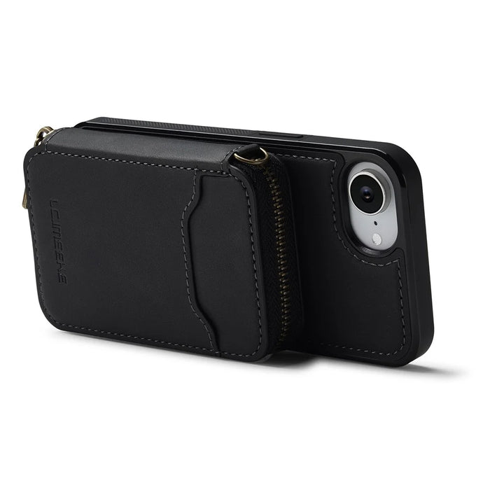 LC.IMEEKE L6 For iPhone 17e / 16e Magnetic Case Detachable Zipper Wallet Leather Coated PC + TPU Phone Cover - Black - 3