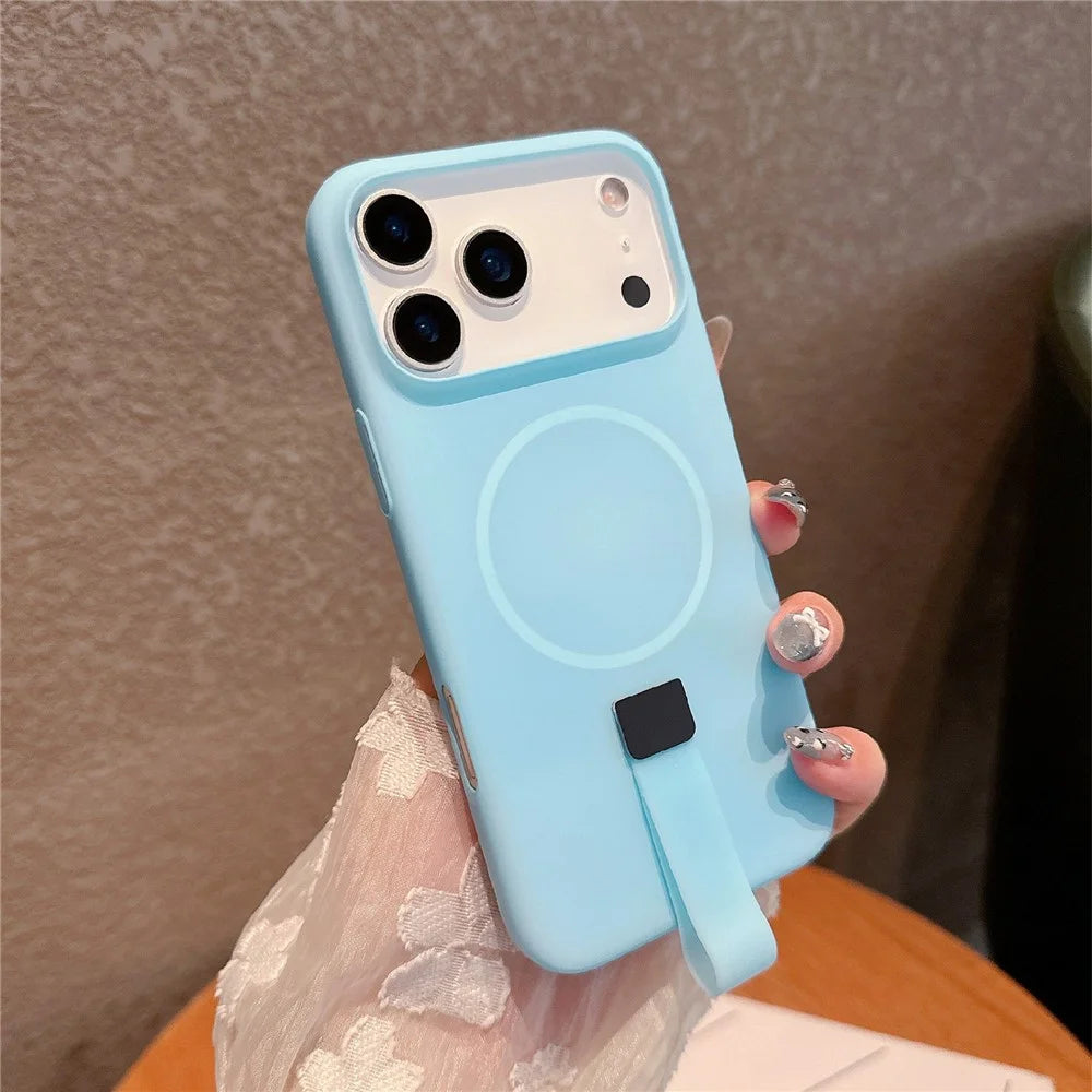 For iPhone 17 Pro Max Case Compatible with MagSafe Candy Color PC Phone Back Cover with Ring Strap - Blue - 1