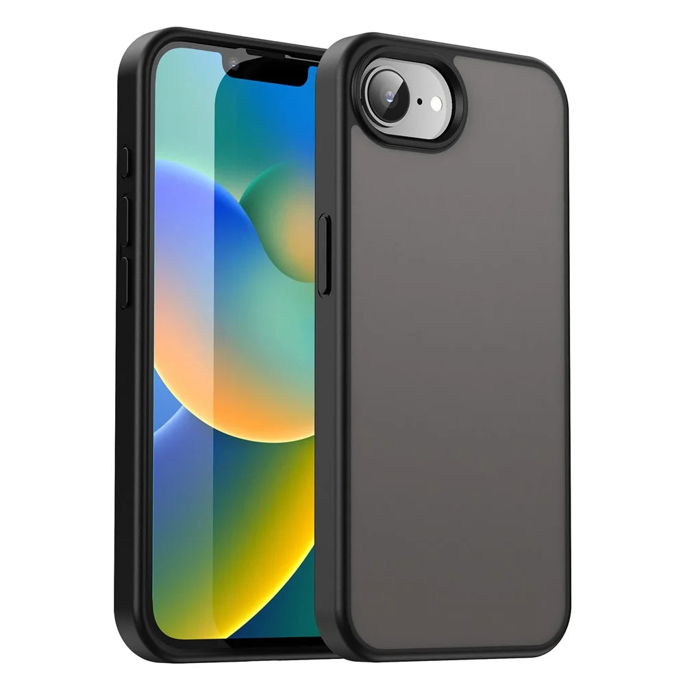 For iPhone 17e / 16e Case Skin Touch Matte Anti Drop TPU PC Phone Back Cover - Black - 1