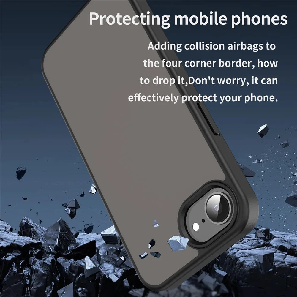 For iPhone 17e / 16e Case Skin Touch Matte Anti Drop TPU PC Phone Back Cover - Black - 3