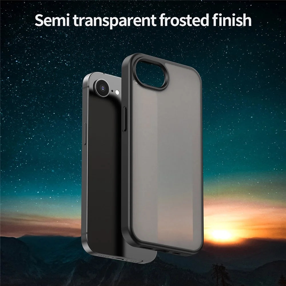 For iPhone 17e / 16e Case Skin Touch Matte Anti Drop TPU PC Phone Back Cover - Black - 4