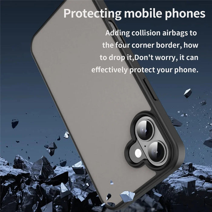 For iPhone 16 Case Skin Touch Matte Anti Drop TPU PC Phone Back Cover - Black - 2