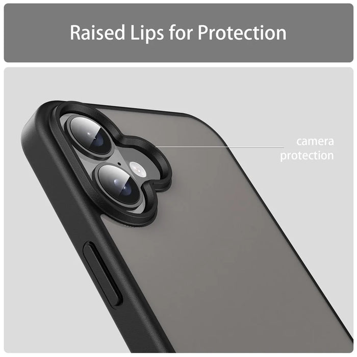 For iPhone 16 Case Skin Touch Matte Anti Drop TPU PC Phone Back Cover - Black - 7