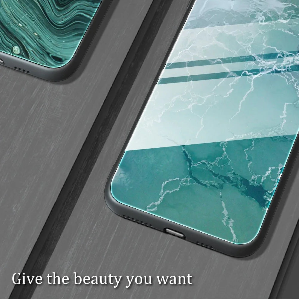 For Samsung Galaxy S23+ Marble Pattern Printing TPU + Tempered Glass Shockproof Case Anti-Scratch Phone Back Cover - DL01 - 6
