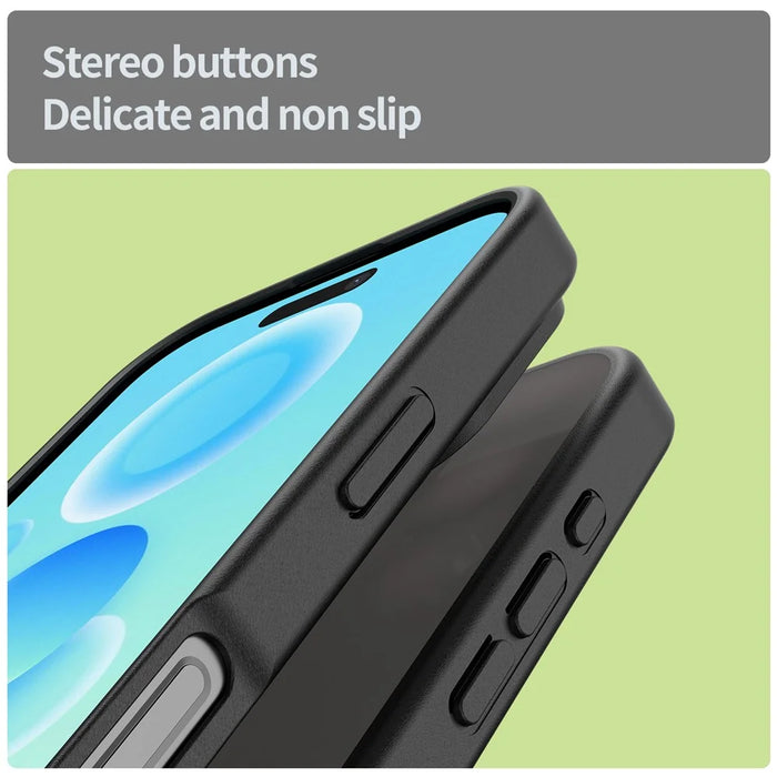 For iPhone 16 Pro Case Skin Touch Matte Anti Drop TPU PC Phone Back Cover - Black - 4