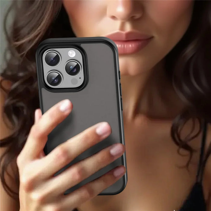 For iPhone 16 Pro Case Skin Touch Matte Anti Drop TPU PC Phone Back Cover - Black - 5