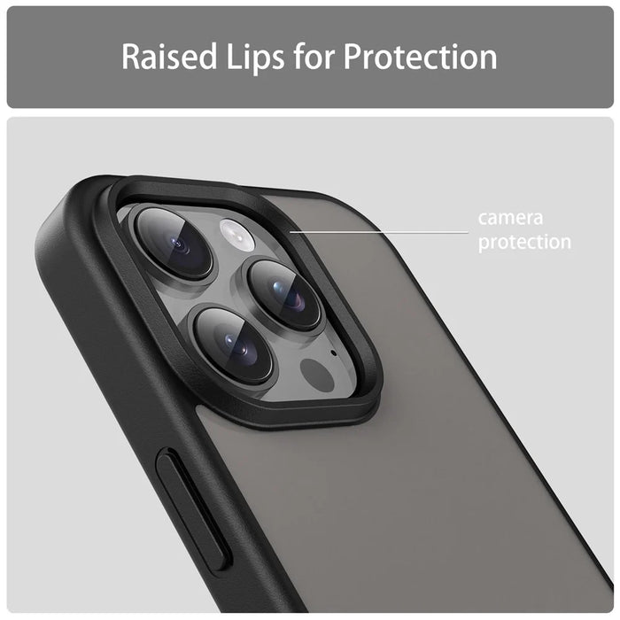 For iPhone 16 Pro Case Skin Touch Matte Anti Drop TPU PC Phone Back Cover - Black - 7